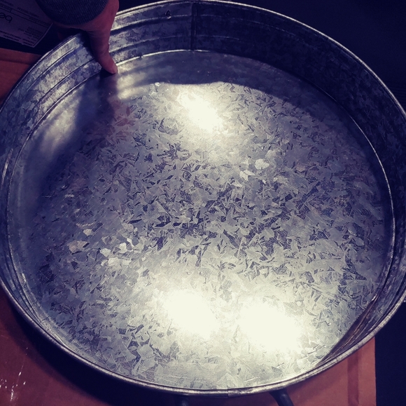 Can't delete- Sold. Galvanized Metal Round Tray - Picture 3 of 7